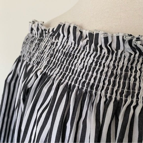 Striped Off the Shoulder Quarter Length Sleeve Plus Size Top XXXL - Picture 3 of 9